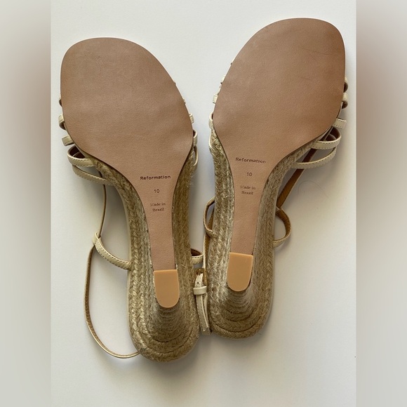 Reformation Cream Ava Wedge Espadrille Sandal Size 10 NEW - Picture 4 of 7
